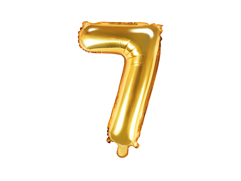 Levně Mini fóliový balónek číslo 7 zlatý 35cm