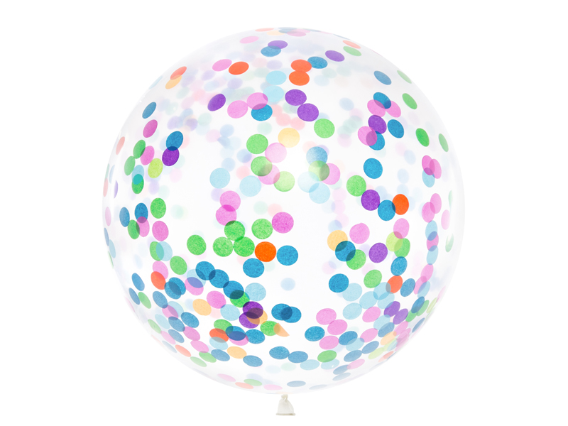 Balónek velký s barevnými konfetami 1m
