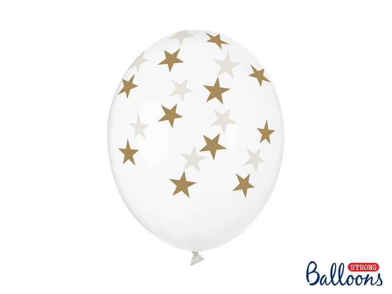 Balónky zlaté hvězdy průsvitné 30cm 6ks
