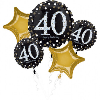 Levně Balónová kytice 40.narozeniny Gold Diamonds 5ks