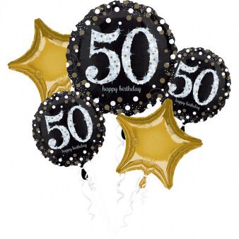 Levně Balónová kytice 50.narozeniny Gold Diamonds 5ks