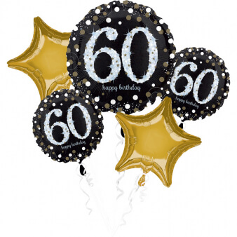 Levně Balónová kytice 60.narozeniny Gold Diamonds 5ks