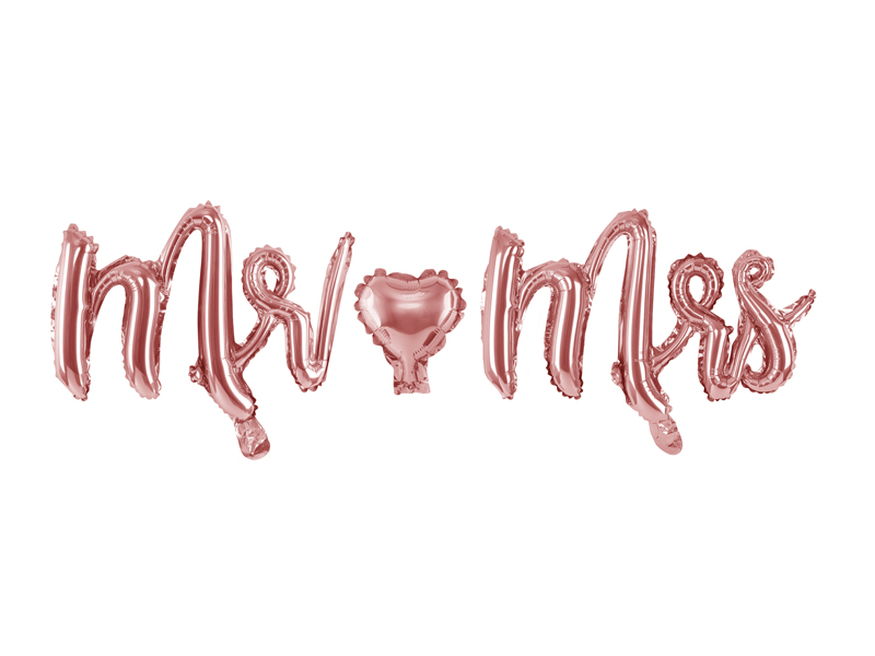 Levně Balónkový banner Mr&Mrs růžově zlatý