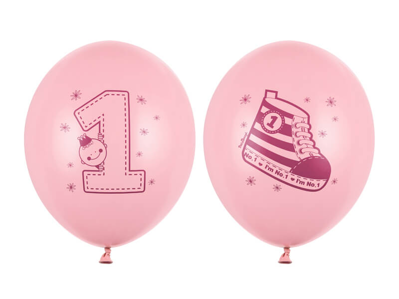 Balónky 1.narozeniny Sneaker růžové 30cm 6ks