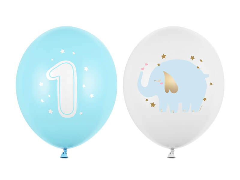 Balónky 1.narozeniny chlapeček sloník 30cm 6ks
