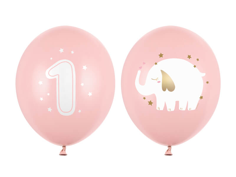 Balónky 1.narozeniny holčička sloník 30cm 6ks