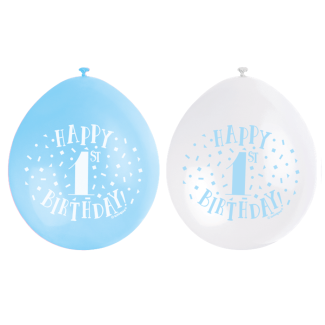 Balónky 1.narozeniny modré 22cm 10ks