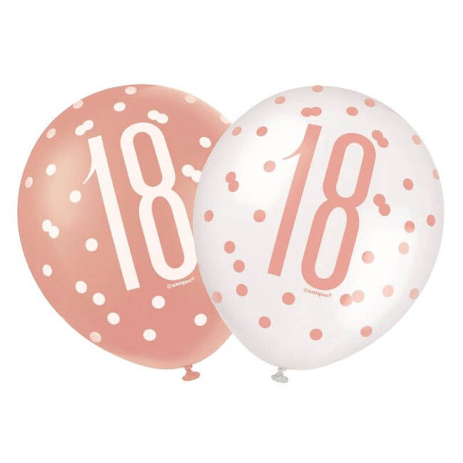 Balónky 18 růžovo-zlaté 30cm 6ks
