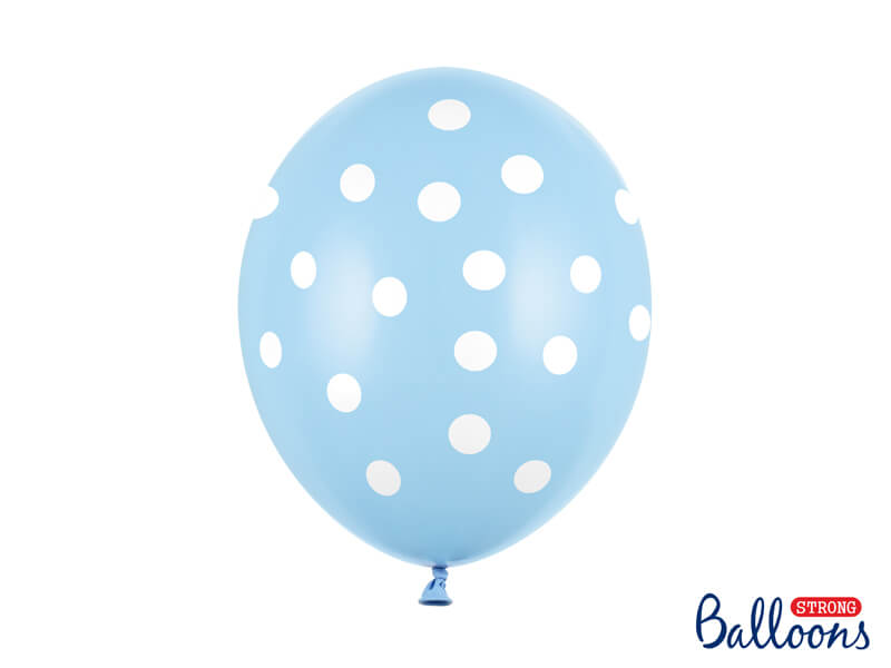Balónky Dots bleděmodře bílé 30cm 6ks