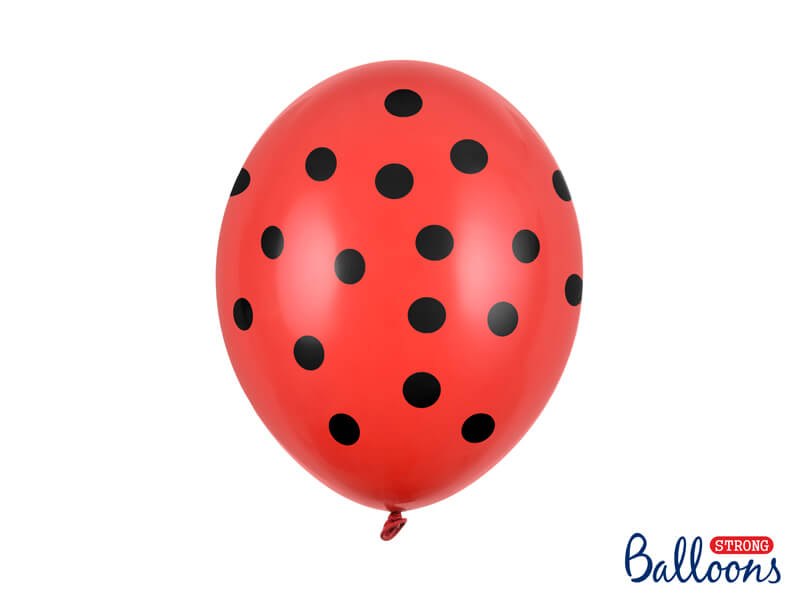 Balónky Dots červeno-černé 30cm 6ks