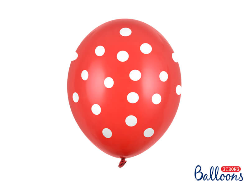 Balónky Dots červeno-bílé 30cm 6ks