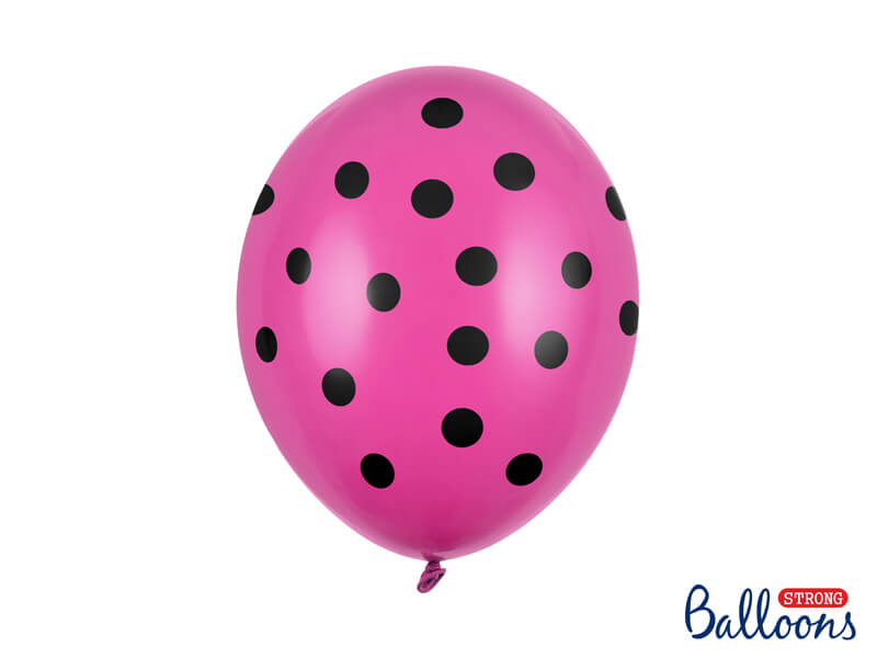 Balónky Dots růžově černé 30cm 6ks