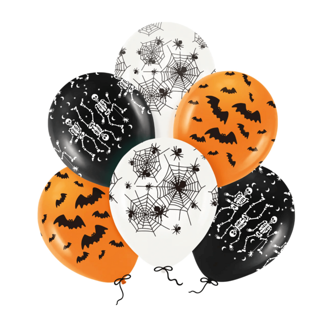 Levně Balóny Halloween oranžovo-černý mix 30cm 6ks