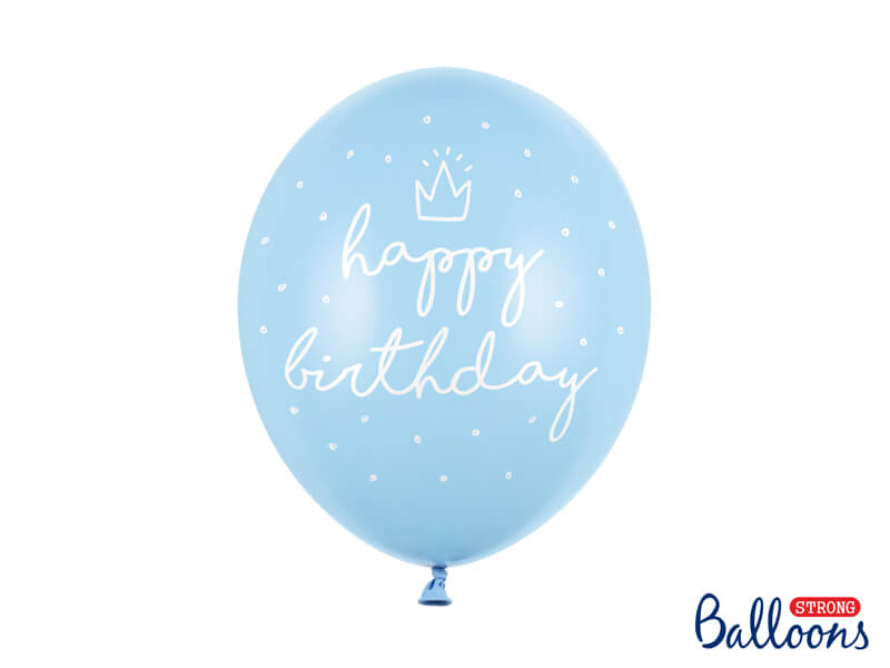 Balónky Happy Birthday světle modré 30cm 6ks