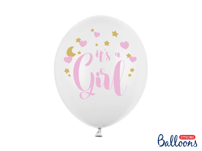 Balónky It´s a Girl bíle 30cm 6ks