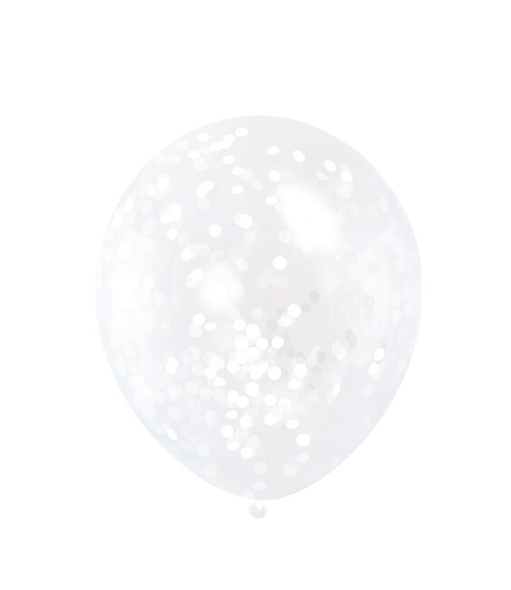 Balónky s konfetami bílé 30cm 6ks