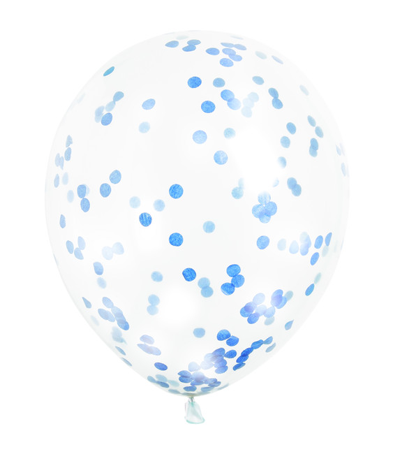 Balónky s konfetami modré 30cm 6ks