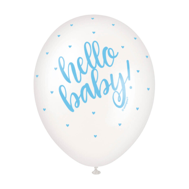 Levně Balónky Hello Baby modré srdíčka 30cm 5ks