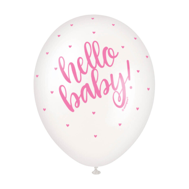 Levně Balónky Hello Baby růžové srdíčka 30cm 5ks