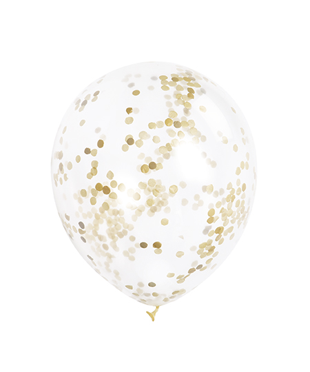 Balónky s konfetami zlaté 30cm 6ks