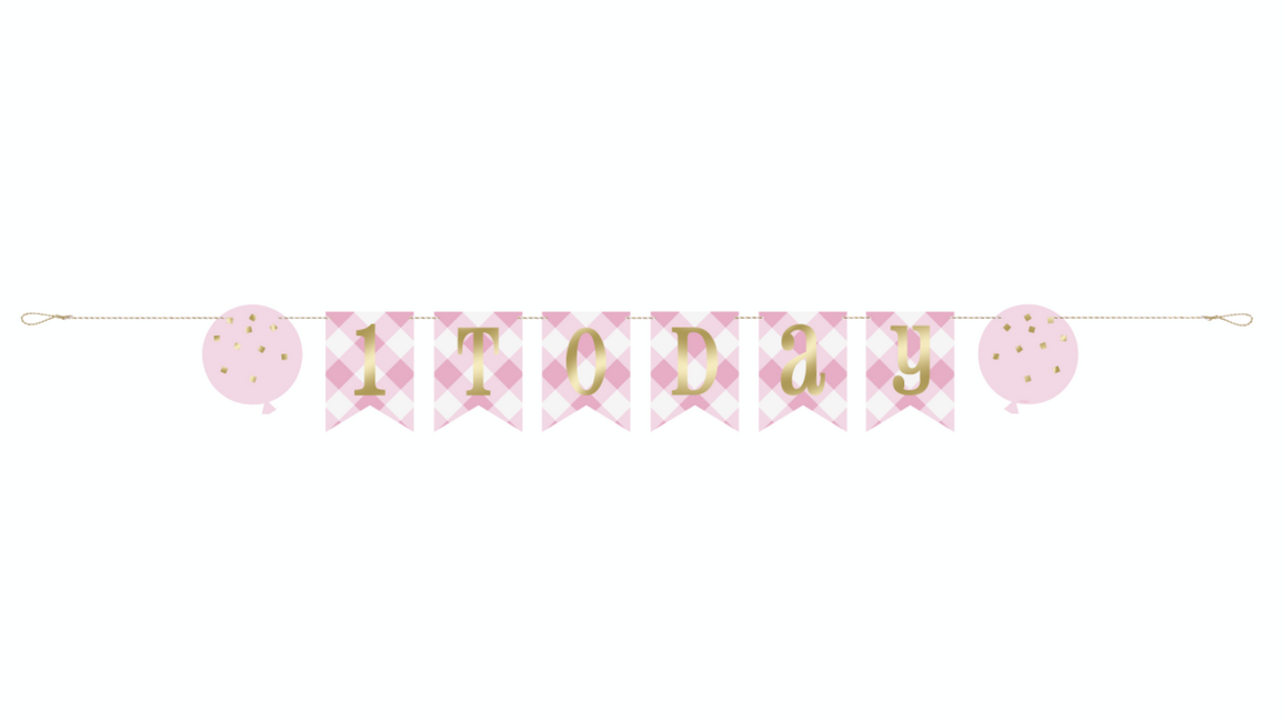 Levně Banner 1.narozeniny holčička růžovo-bílý 182cm