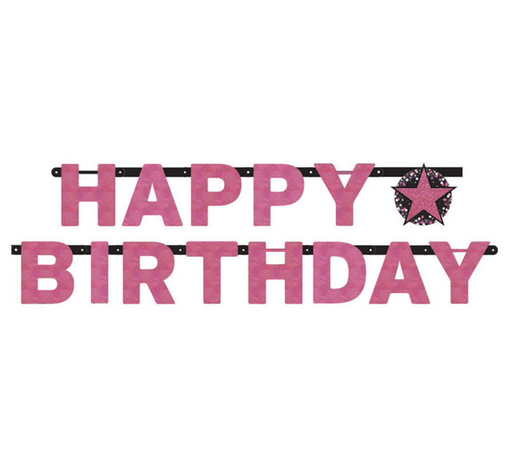Levně Banner Happy Birthday Pink Diamonds 213cm