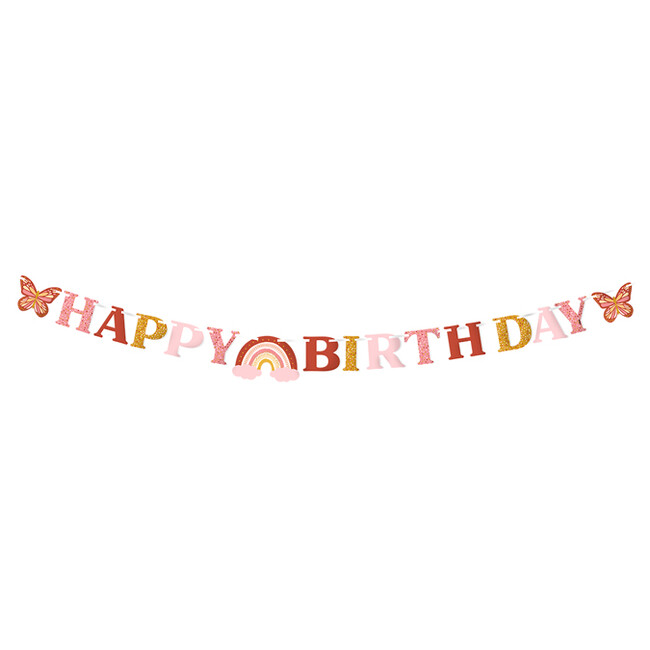 Levně Banner Happy Birthday Rosegold duha 300cm