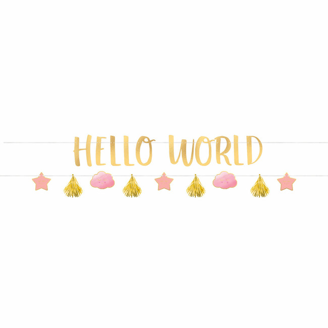 Levně Banner Hello World Baby Girl 176cm
