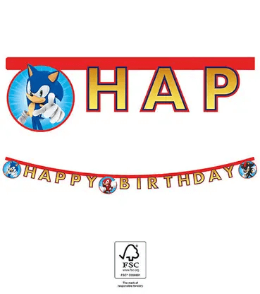 Levně Banner Sonic Happy Birthday 230cm