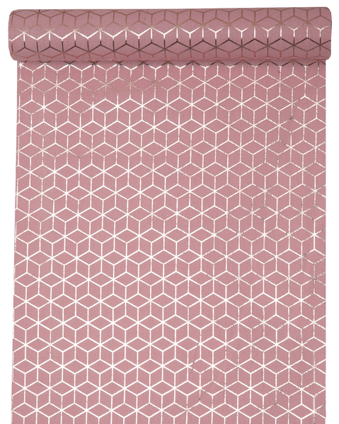 Levně Běhoun Cement Tile růžově zlatý bavlněný 28cmx3m