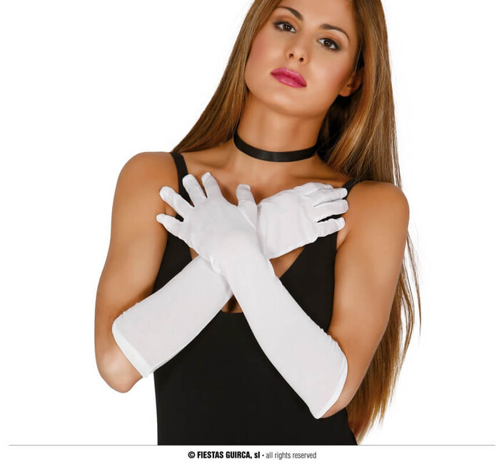 Dámske bílé rukavičky 45cm