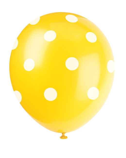 Balónky žluté tečky 30cm 6ks