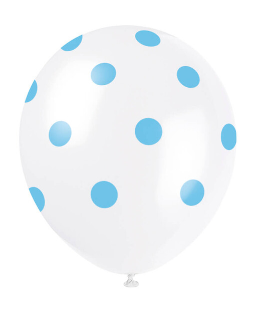Balónky svetle modré tečky 30cm 6ks