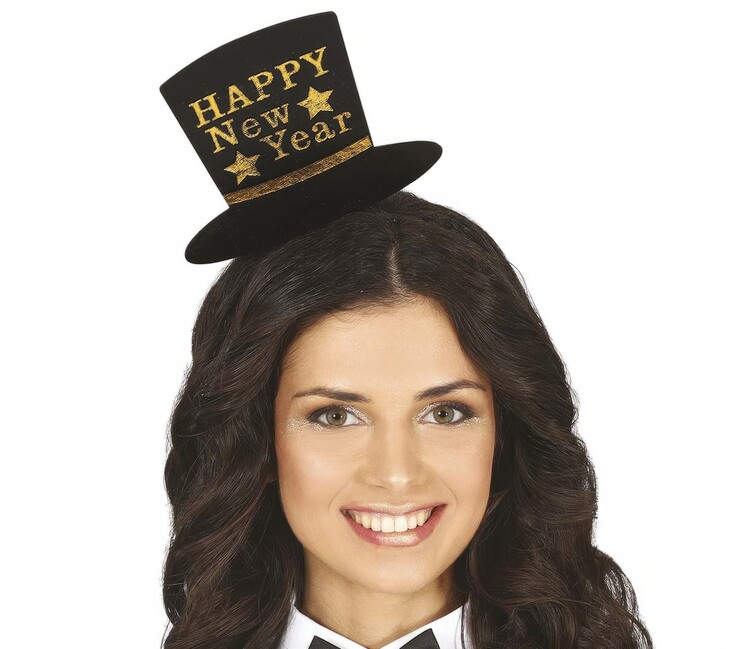 Levně Čelenka klobouček Happy New Year zlatý