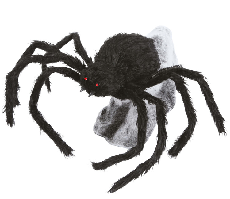 Levně Chlupatý pavouk na pavučině s efekty 70cm