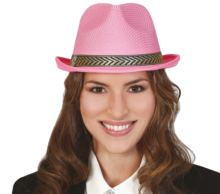 Dámský gangsterský klobouk růžový