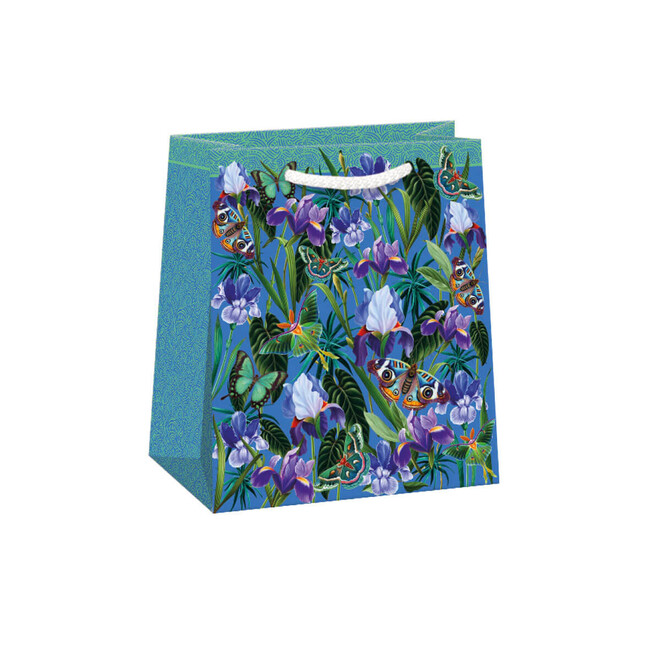 Dárková taška Květiny a motýly modré 20x24cm