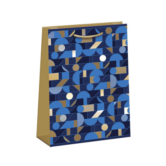 Levně Dárková Taška modro-zlaté mix vzorů 23,5x33cm