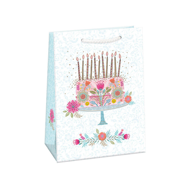 Levně Dárkový Taška Narozeninový dort s květinami 23x32x12,5cm