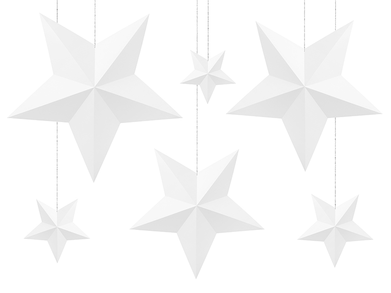 Levně Závěsné dekorace Hvězdy bílé 6ks