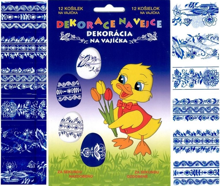 Dekorační fólie na vajíčka Lidový motiv modrá 12ks