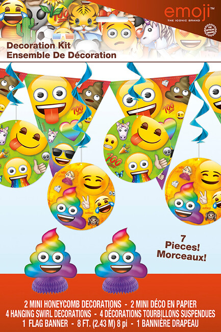 Levně Dekorační sada výzdob Emoji Rainbow Fun 7ks
