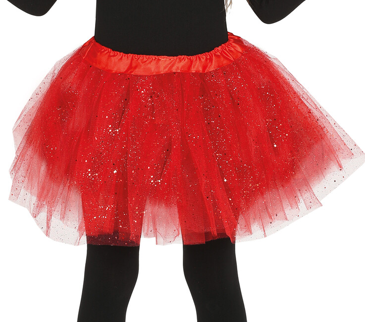 Levně Dětská sukně tutu červená se třpytkami 30cm