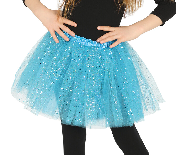 Levně Dětská sukně tutu modrá se třpytkami 30cm
