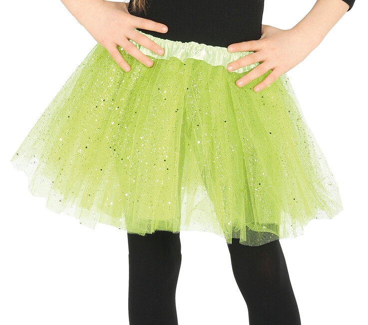 Levně Dětská sukně tutu zelená se třpytkami 30cm