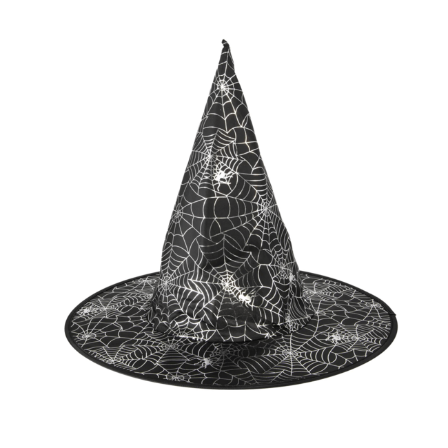 Levně Dětský kouzelnický klobouk černá pavučina 38x32cm