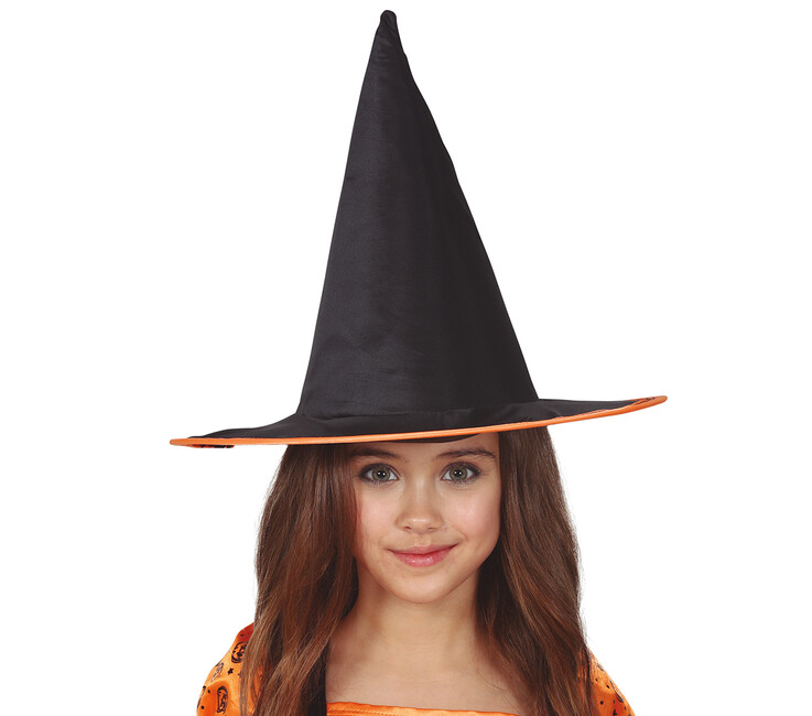 Levně Dětský kouzelnický klobouk černo-oranžový