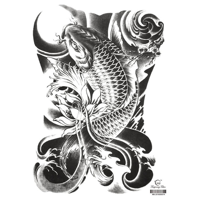 Levně Dočasné tetování Ryba v divoké vodě 34x48cm