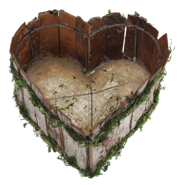 Savetbní dřevěný košík Srdce 20x20x9cm