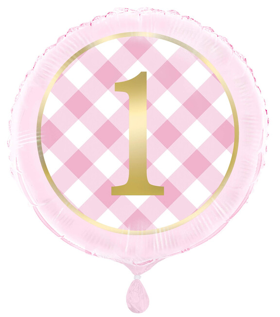 Fóliový balónek 1.narozeniny holčička růžově zlatý 45cm